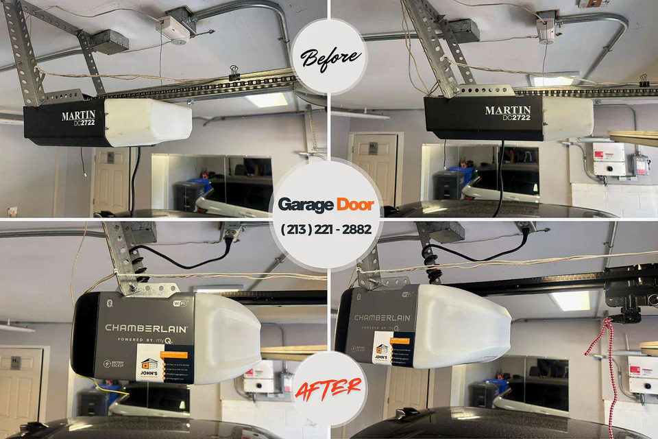 Before and after: garage door repair Central Lake, MI